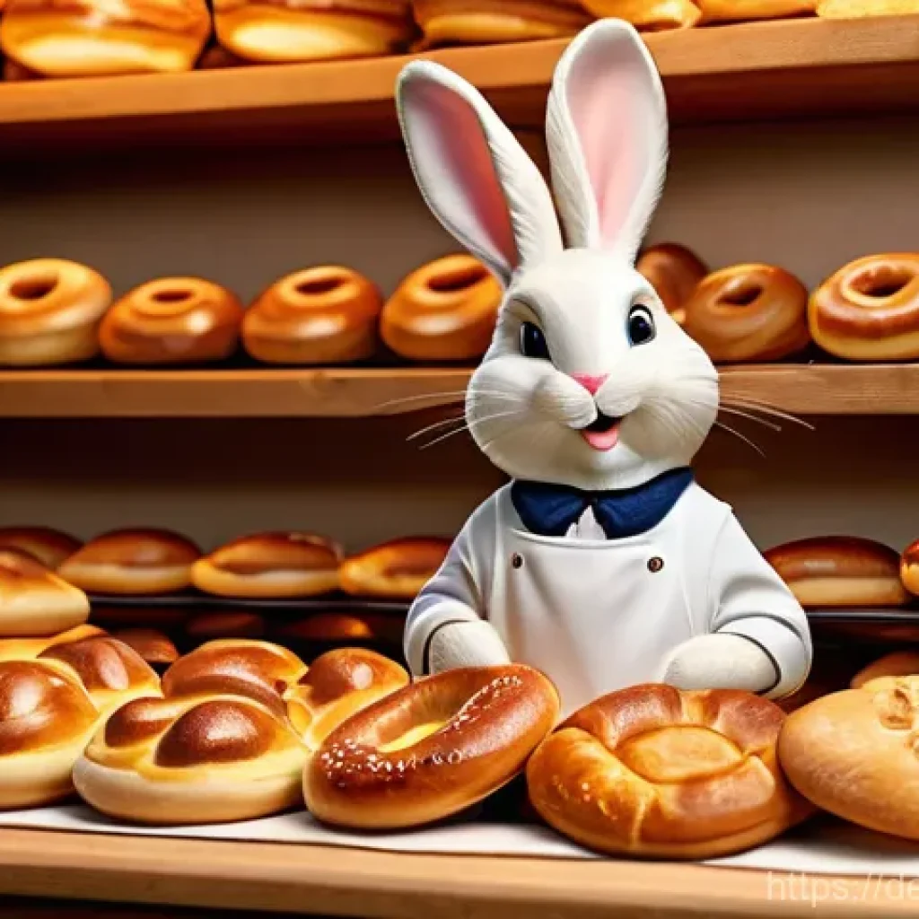 미미 캐릭터와 주요 소비자층 분석 - "A charming, anthropomorphic bunny, with soft, fluffy fur and a warm, inviting smile, is depicted in...