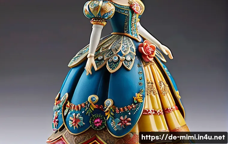 미미 캐릭터와 굿즈 투자 전략 - A highly detailed collectible figure of a female character named Mimi, wearing elegant and intricate...
